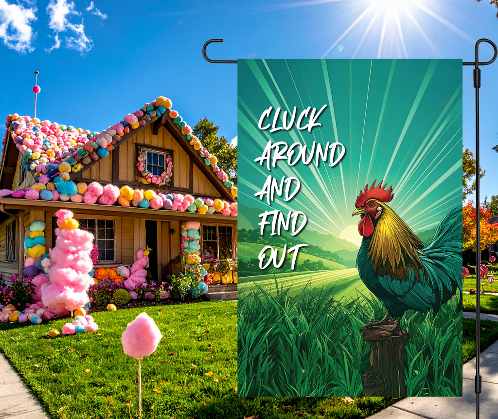 "Cluck Around" Yard Flag