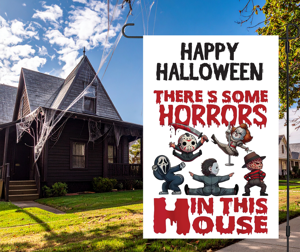 "Horrors In This House" Halloween Yard Flag