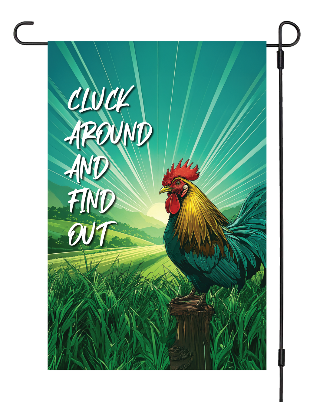 "Cluck Around" Yard Flag