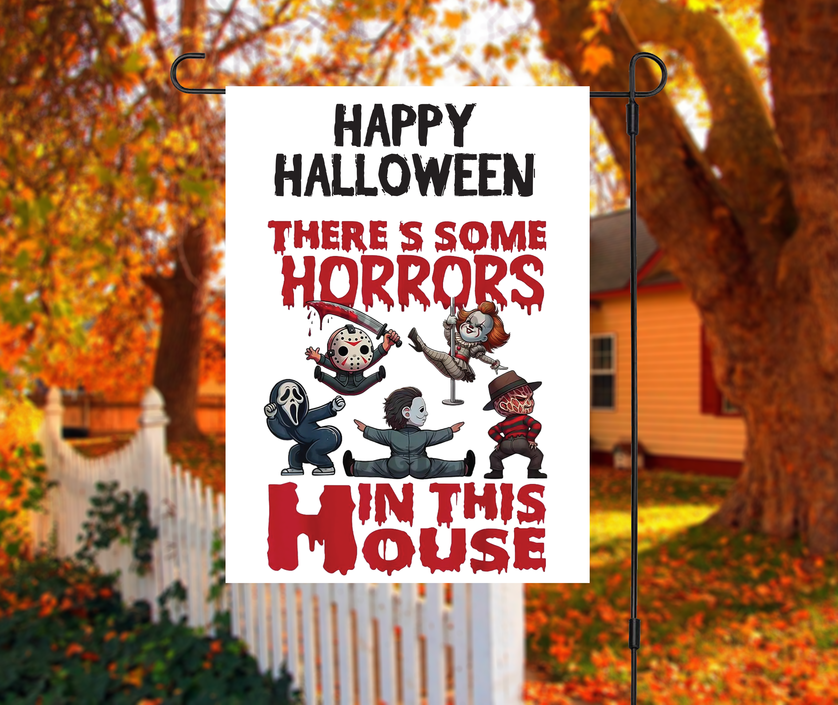 "Horrors In This House" Halloween Yard Flag