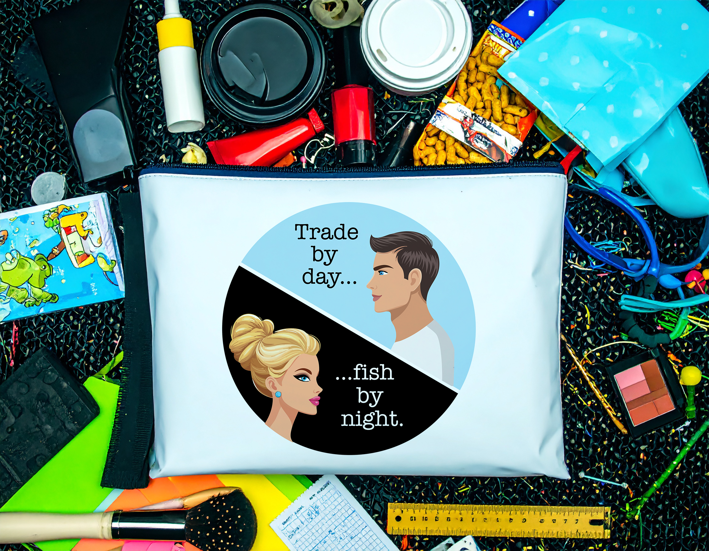 "Trade to Fish" Zipper Bag