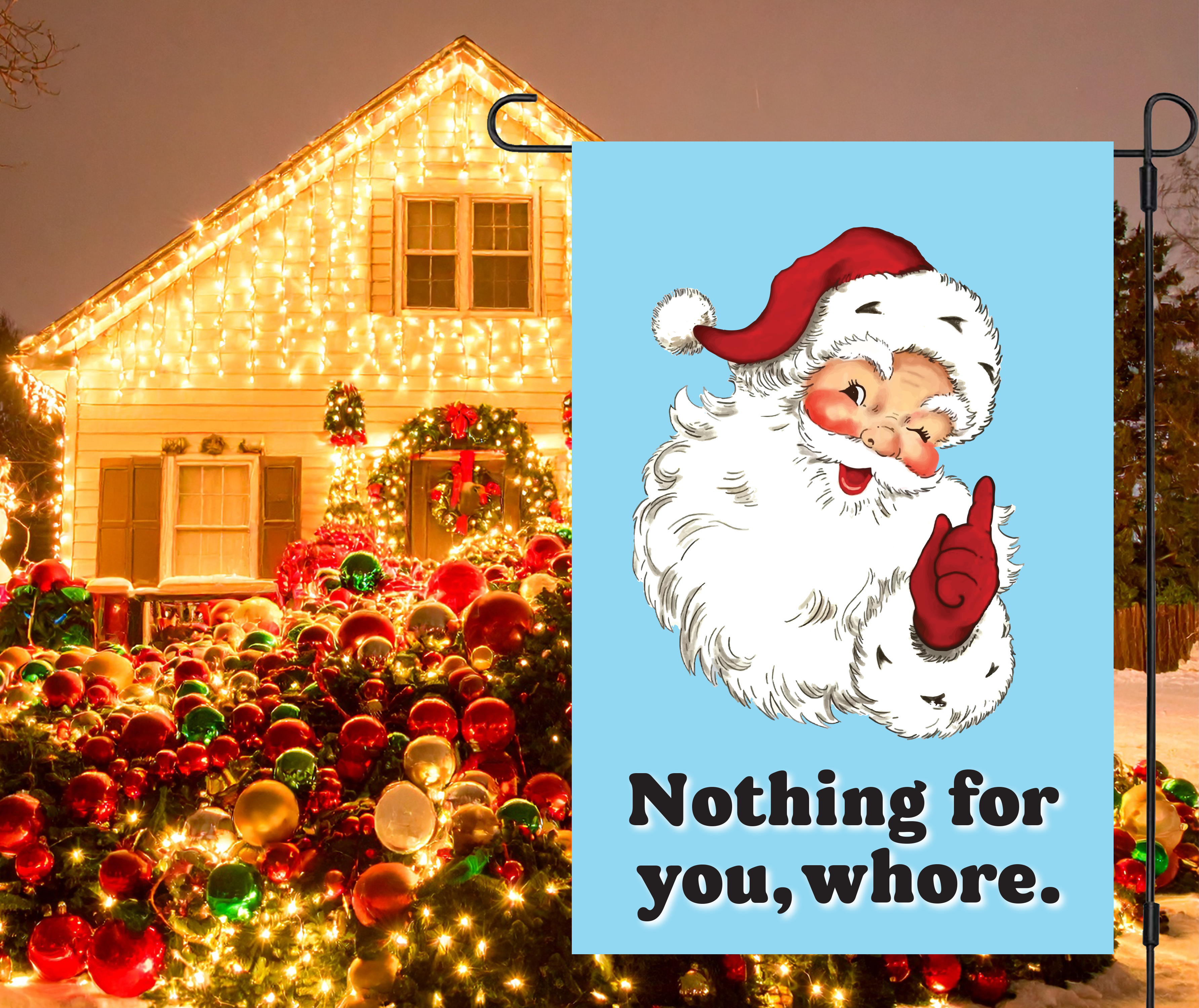 "Cheeky Santa" Holiday Yard Flag